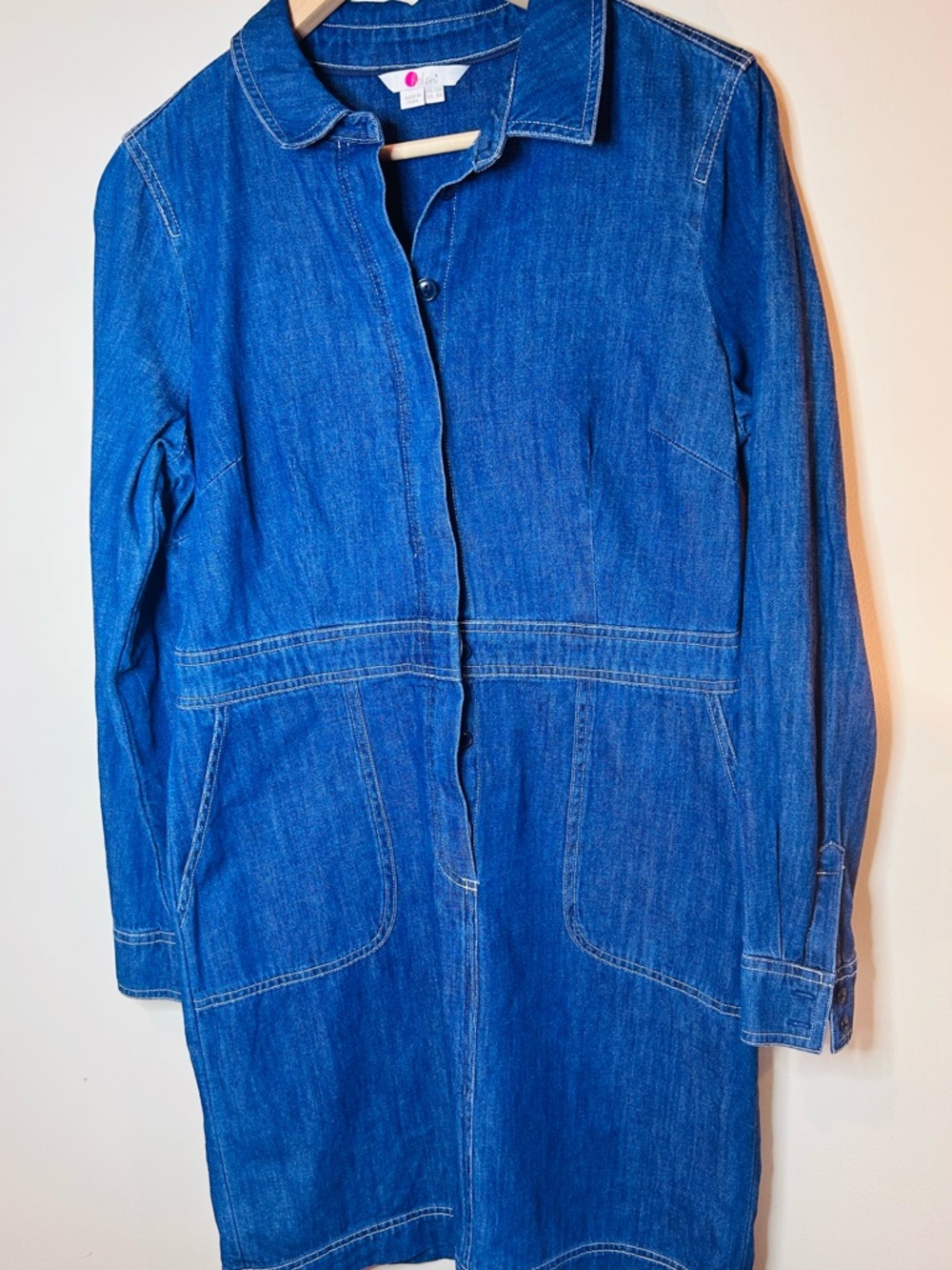 Boden Hadie Denim Chamber Shirt Dress Long Sleeve Pockets Size 12 - Picture 2 of 7